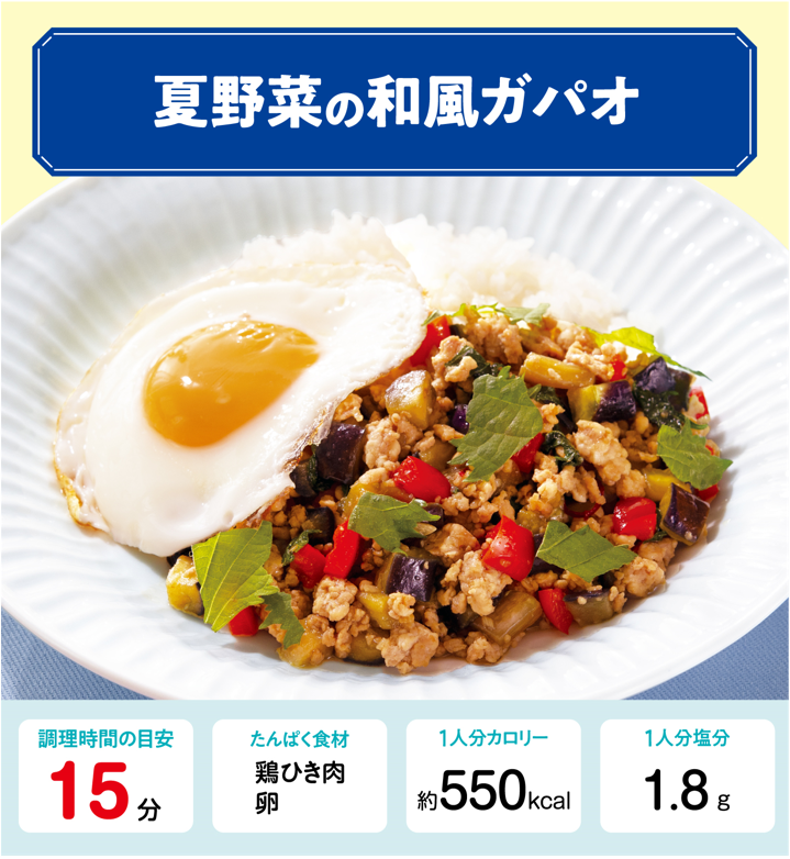 夏野菜の和風ガパオ 管理栄養士監修 カーブスたんぱくレシピ