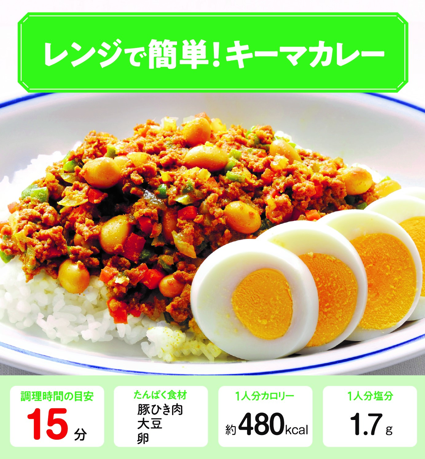 レンジで簡単！キーマカレー 管理栄養士監修 カーブスたんぱくレシピ