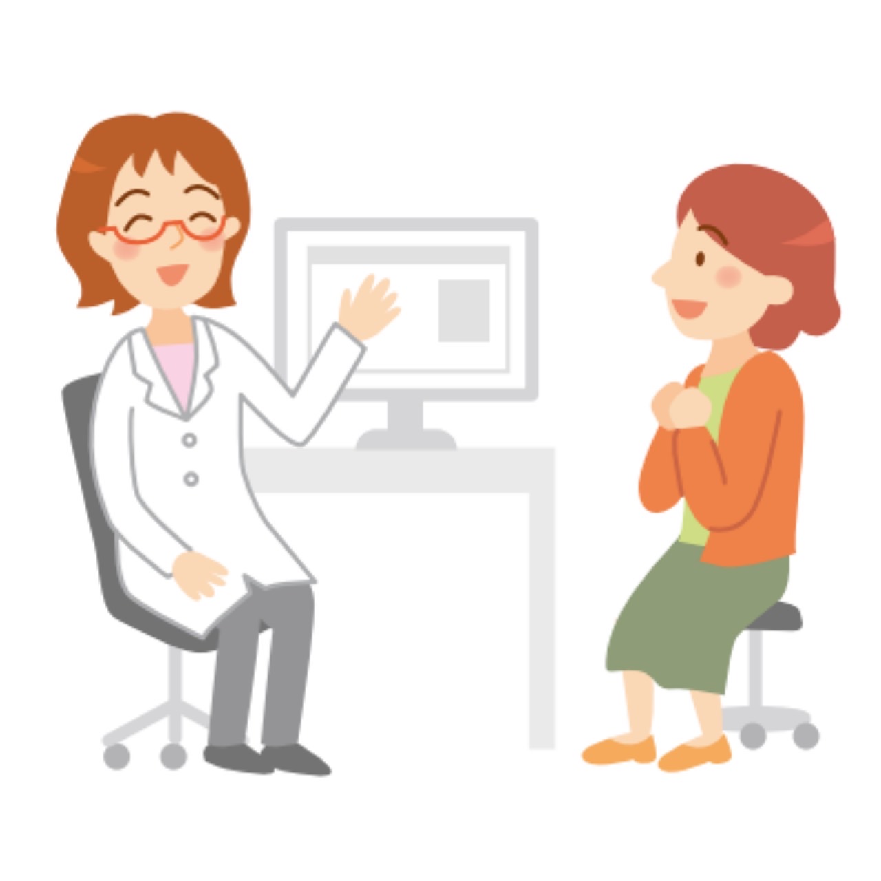 病院で医師に診察を受ける女性
